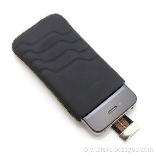 Leather Mobile Phone Case for Apple's iPhone 4, with Retractable Pull-tab and Embossed Pattern